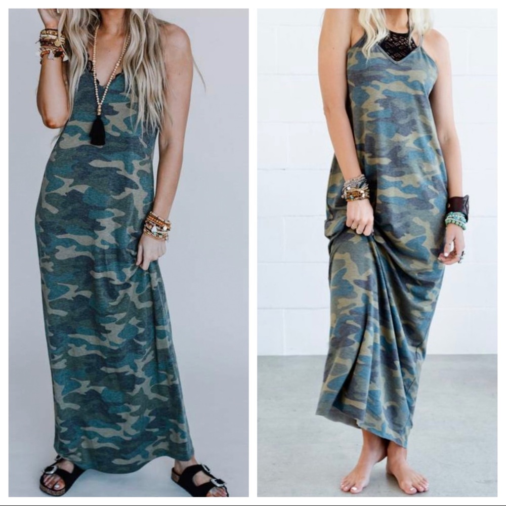 Adjustable straps sleeveless Maxi Dress W/Pockets - Picture 3 of 4